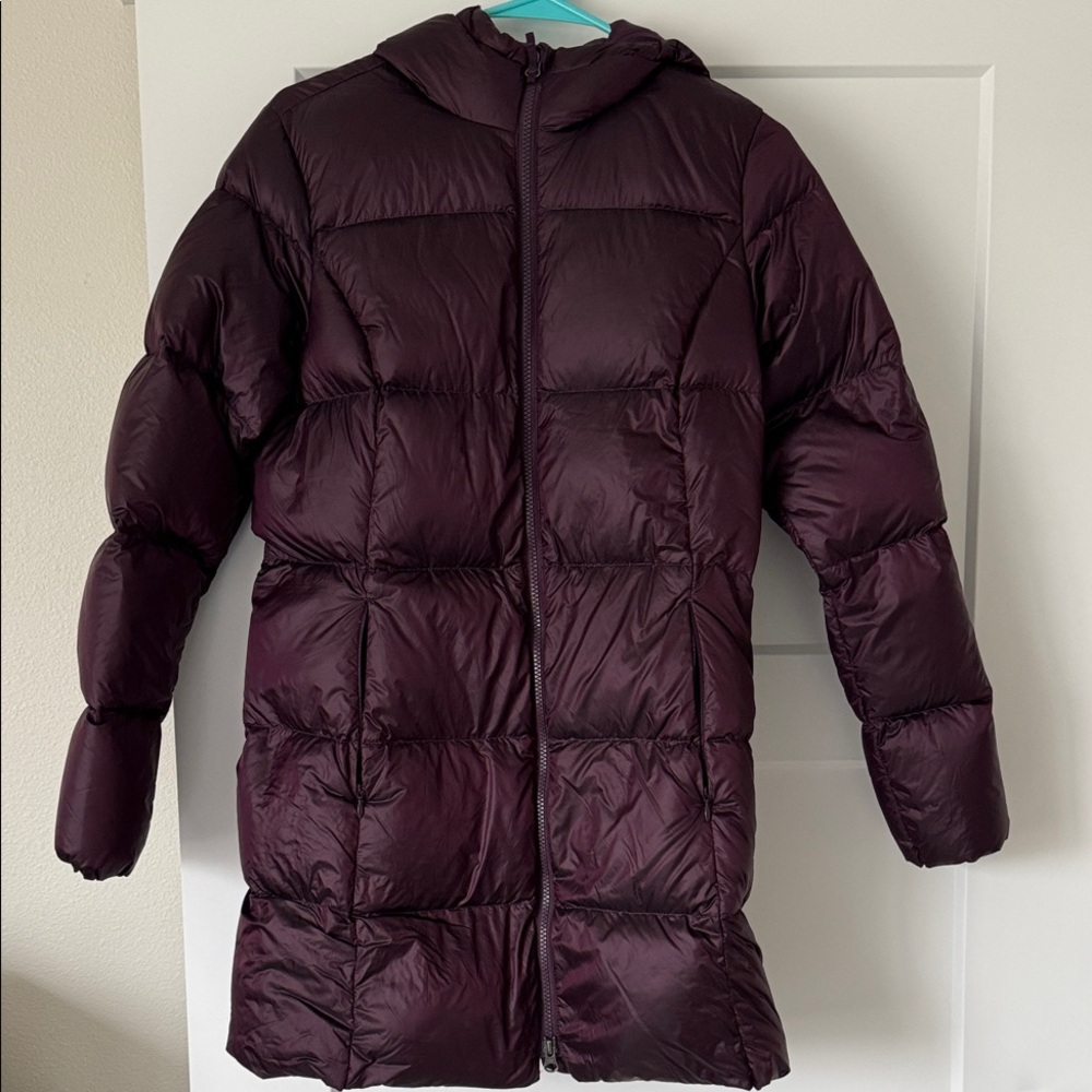 Eddie Bauer Deep Purple Jacket down long puffer jacket small